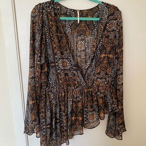 Free People Sheer Asymmetrical Blouse